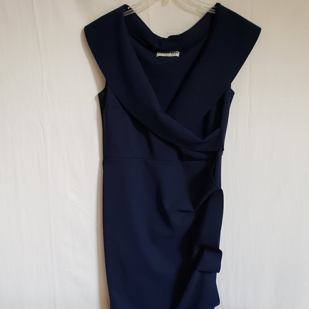 Chiara Boni La Petite Robe - Off the Shoulder Navy Blue Maxi Dress. Size 50 - Picture 3 of 7